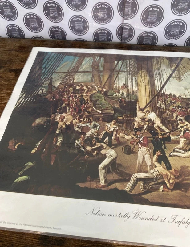 The Fall of Nelson Battle of Trafalgar Denis Dighton Naval Ship Painting Print