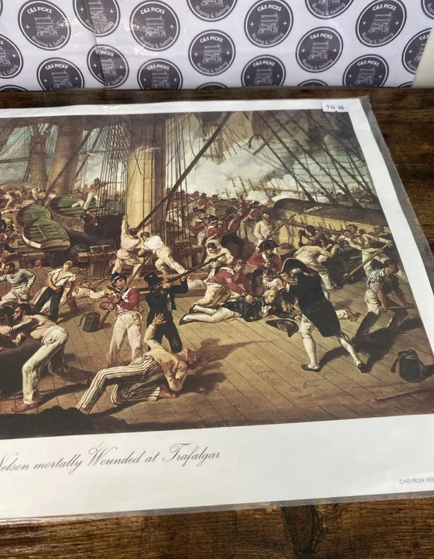 The Fall of Nelson Battle of Trafalgar Denis Dighton Naval Ship Painting Print