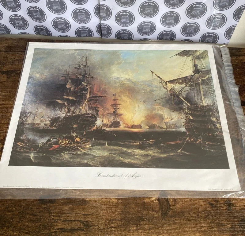 Bombardment of Algiers Chevron History Print War Memorabilia Ships Nautical Art