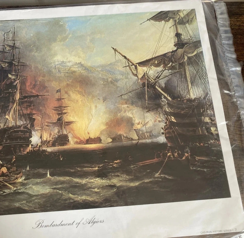Bombardment of Algiers Chevron History Print War Memorabilia Ships Nautical Art
