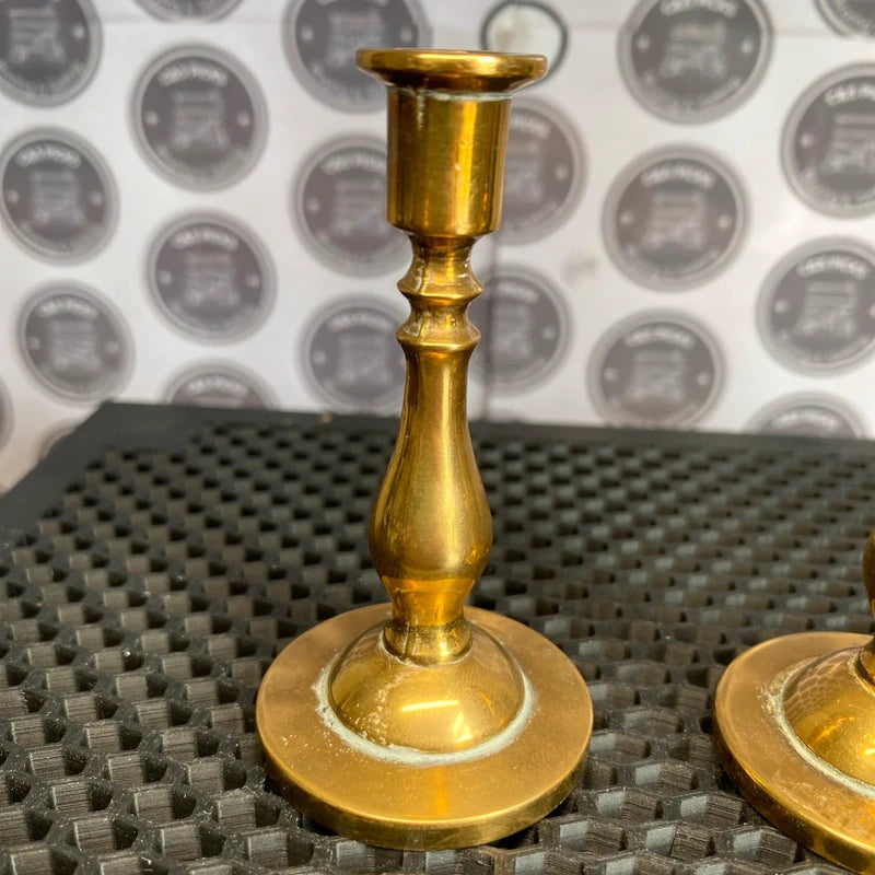 Vintage Peerage Brass Candlesticks Pair Mini Taper Holders Home Decor Prop