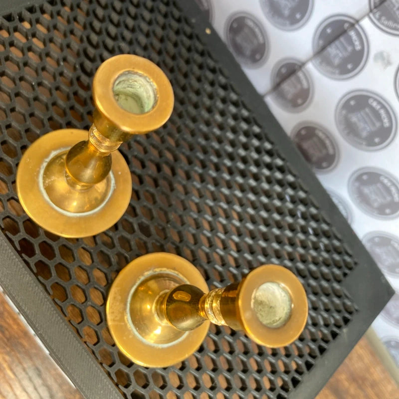 Vintage Peerage Brass Candlesticks Pair Mini Taper Holders Home Decor Prop
