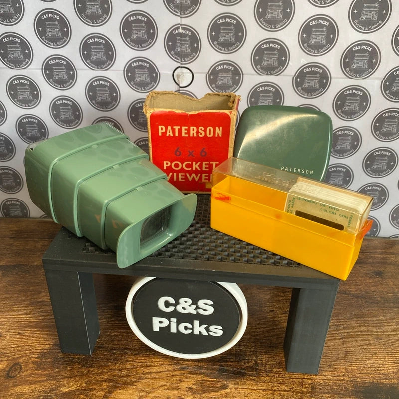 Vintage Paterson Pocket Viewer + Slides Boxed Collectible Home Decor Prop Film