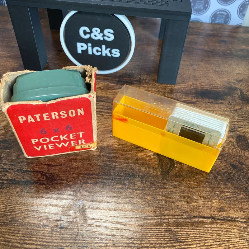 Vintage Paterson Pocket Viewer + Slides Boxed Collectible Home Decor Prop Film