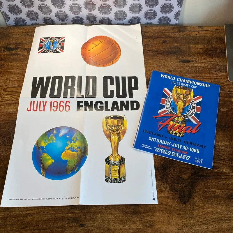 Vintage 1966 Football World Cup Replica Programme + Poster England W Germany