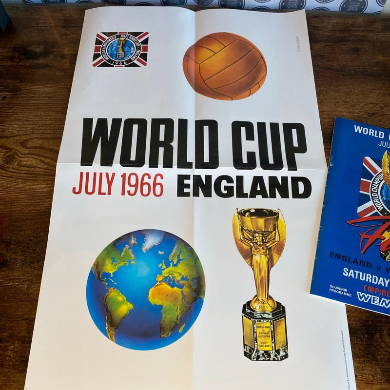 Vintage 1966 Football World Cup Replica Programme + Poster England W Germany
