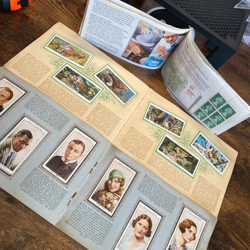 Vintage Cigarette Cards & Stamp Booklet Radio Celebrities, Birds & Wedgwood Lot