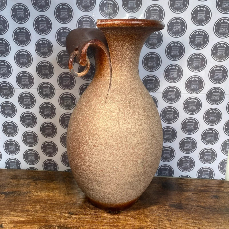 Vintage Studio Pottery Vase Sculptural Split Rim Design Earth Tones 30cm decor