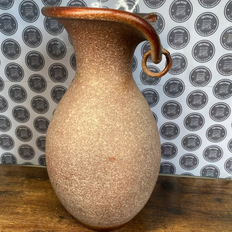 Vintage Studio Pottery Vase Sculptural Split Rim Design Earth Tones 30cm decor