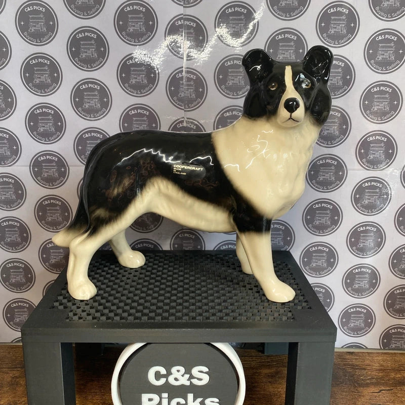 Vintage Coopercraft Border Collie Dog Figurine Ornament Ceramic Decor Mancave