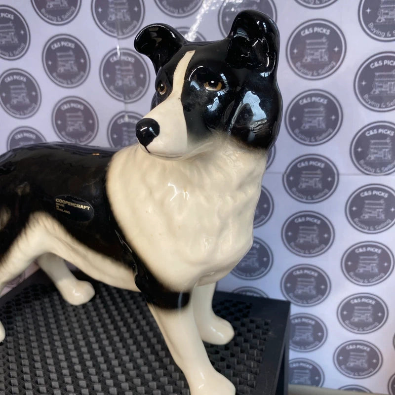 Vintage Coopercraft Border Collie Dog Figurine Ornament Ceramic Decor Mancave