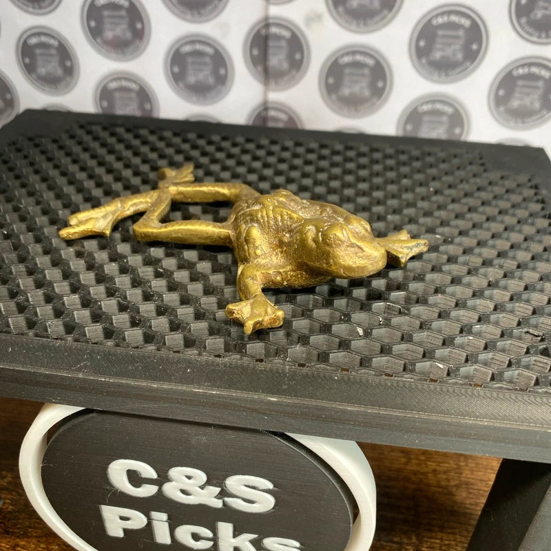 Vintage Solid Brass Frog Toad Paperweight Stretched Legs Figurine Home Decor