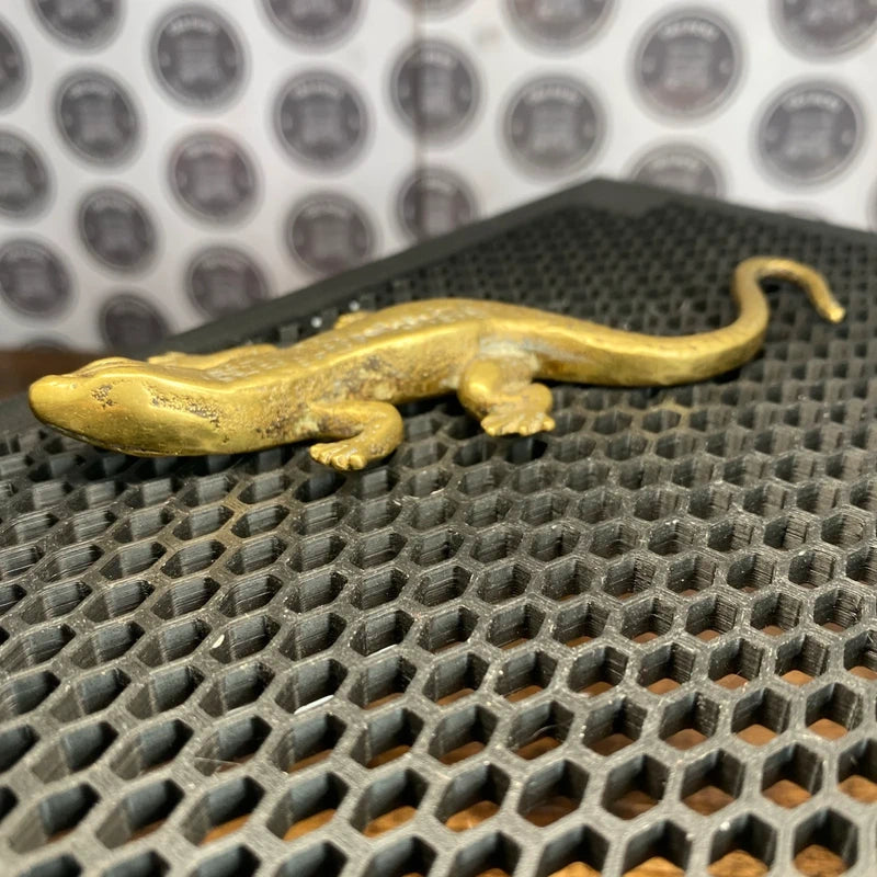 Vintage Solid Brass Lizard Reptile Figurine Ornament Paperweight Animal Decor