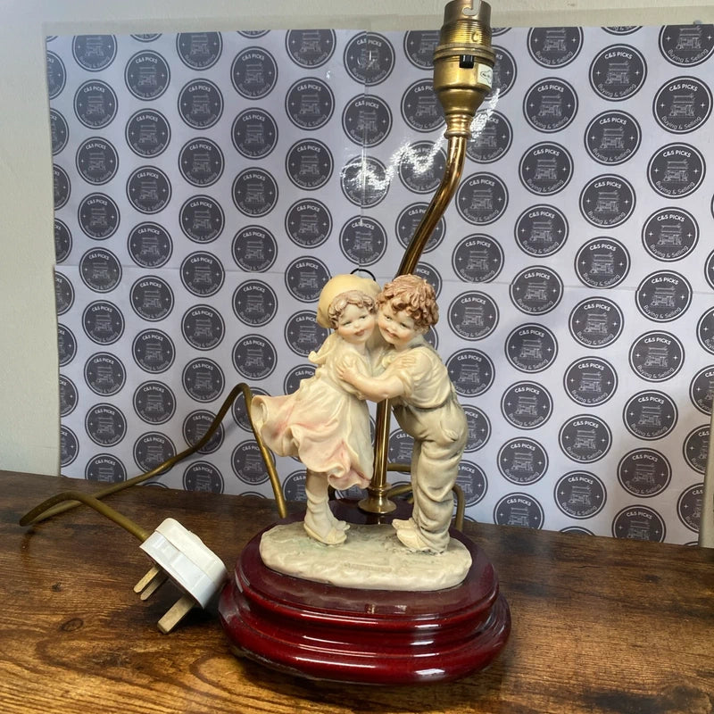 Vintage 1987 Florence Lamp Working Children Hugging Antique Style Retro Decor