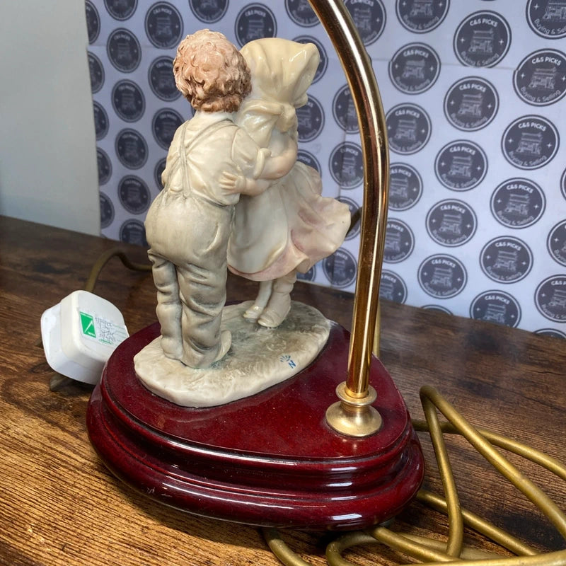 Vintage 1987 Florence Lamp Working Children Hugging Antique Style Retro Decor