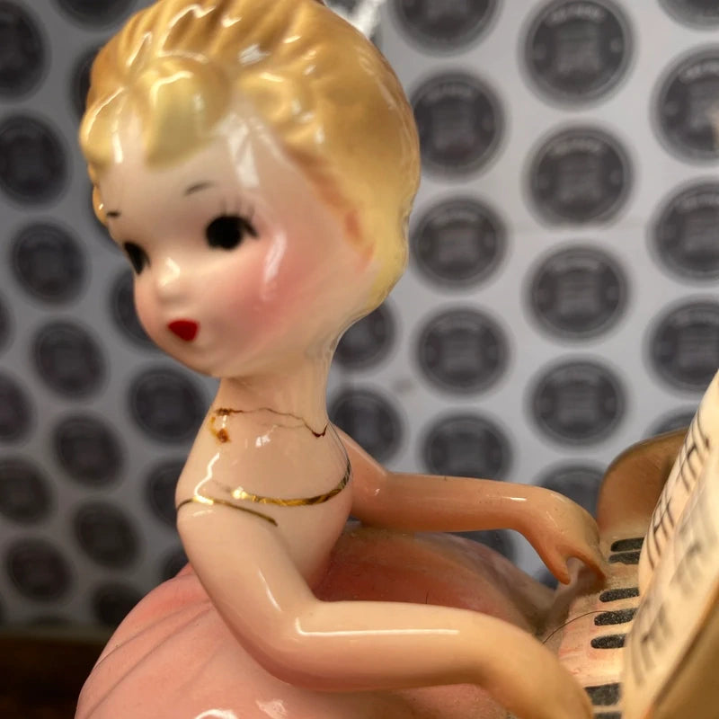 Vintage Josef Music Box Originals Tammy Girl Playing Piano Figurine Works Prop