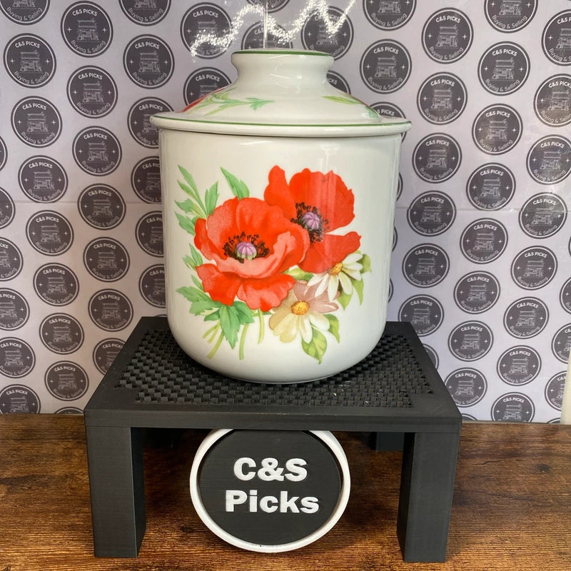 Vintage Royal Worcester Floral Jar Poppies Pattern Floral Kitchen Storage Decor