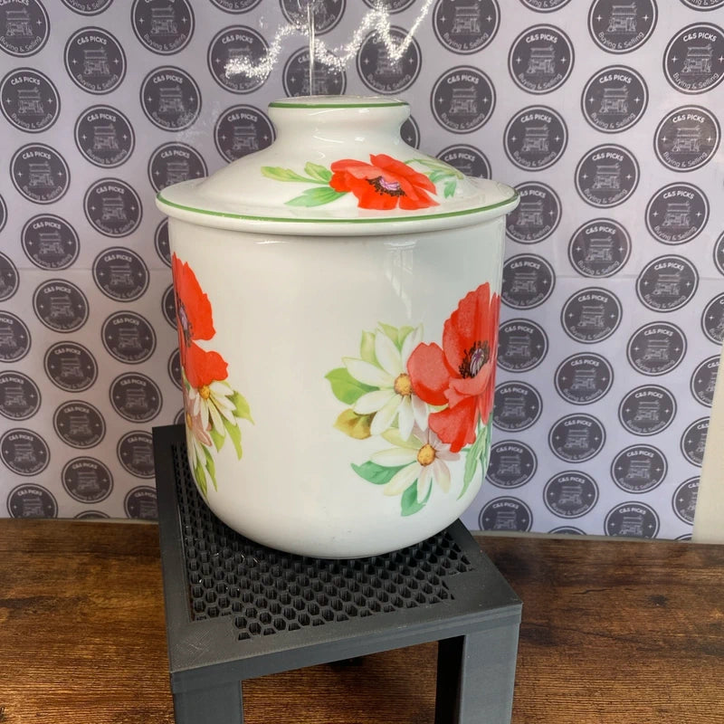 Vintage Royal Worcester Floral Jar Poppies Pattern Floral Kitchen Storage Decor