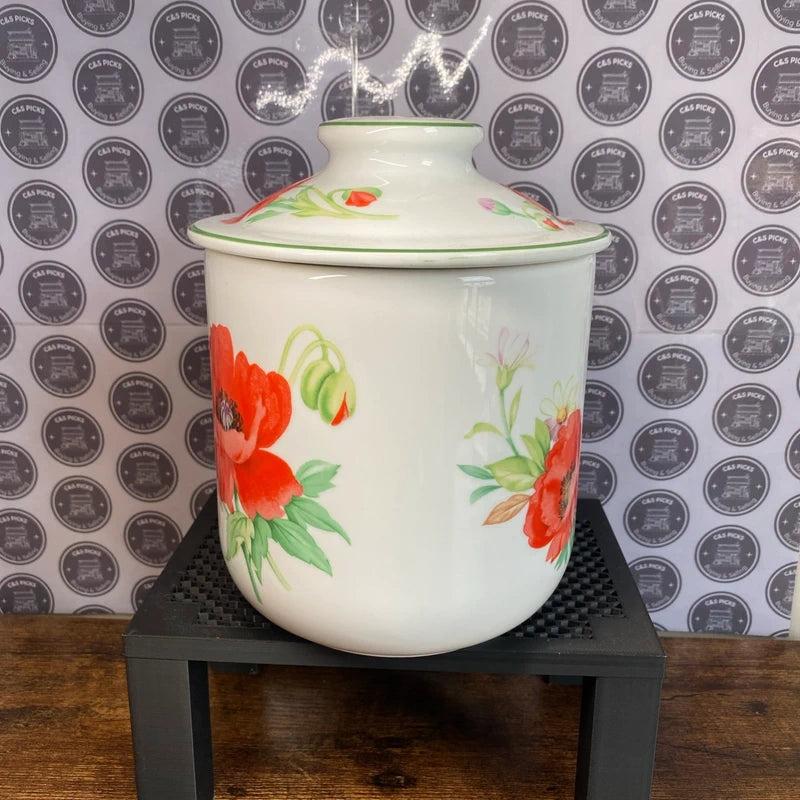 Vintage Royal Worcester Floral Jar Poppies Pattern Floral Kitchen Storage Decor