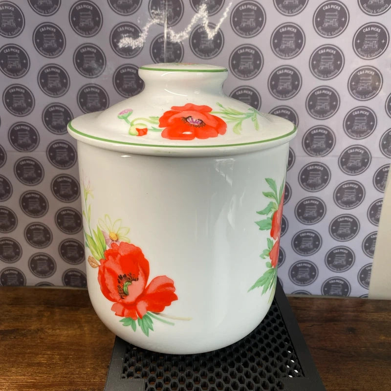 Vintage Royal Worcester Floral Jar Poppies Pattern Floral Kitchen Storage Decor