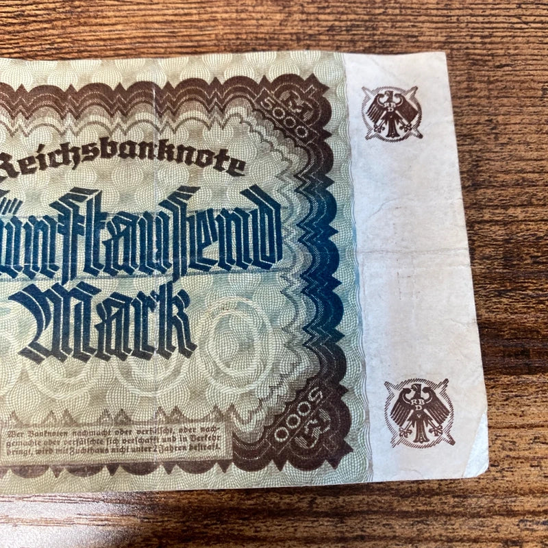 Vintage 1922 Germany 5000 Mark Post WWI Pre WWII Banknote Paper Money Kaiser