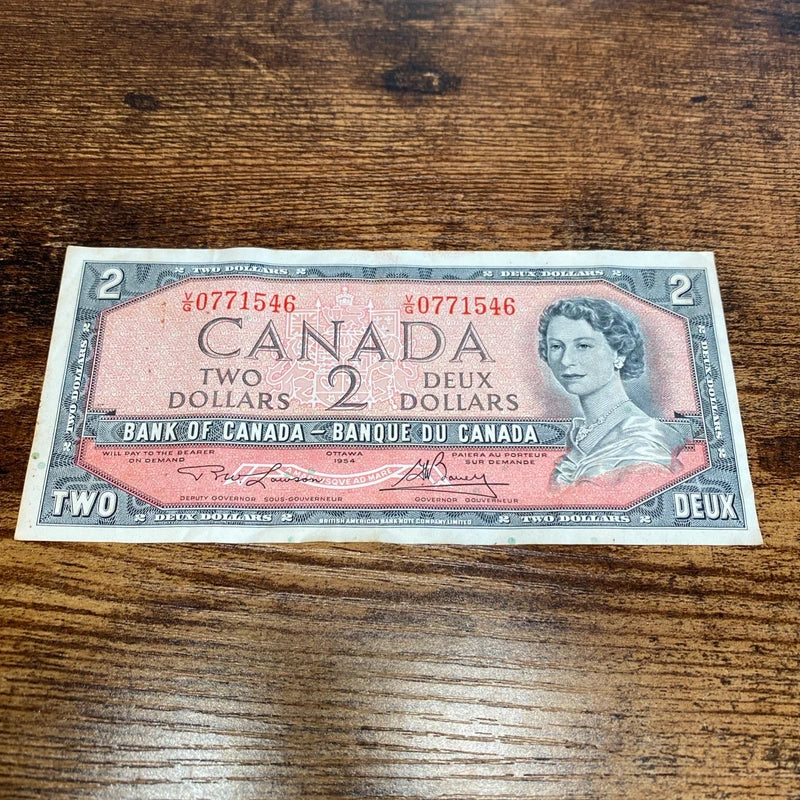 Vintage Bank of Canada Two Dollar Note Banknote Collectible Currency Money