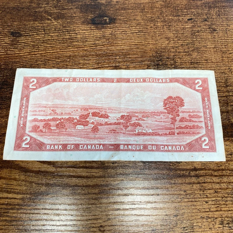 Vintage Bank of Canada Two Dollar Note Banknote Collectible Currency Money