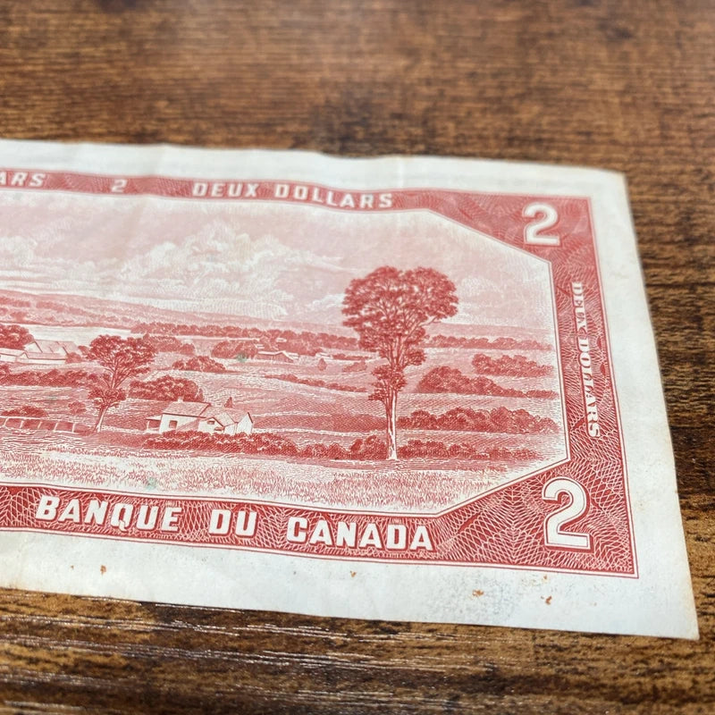 Vintage Bank of Canada Two Dollar Note Banknote Collectible Currency Money