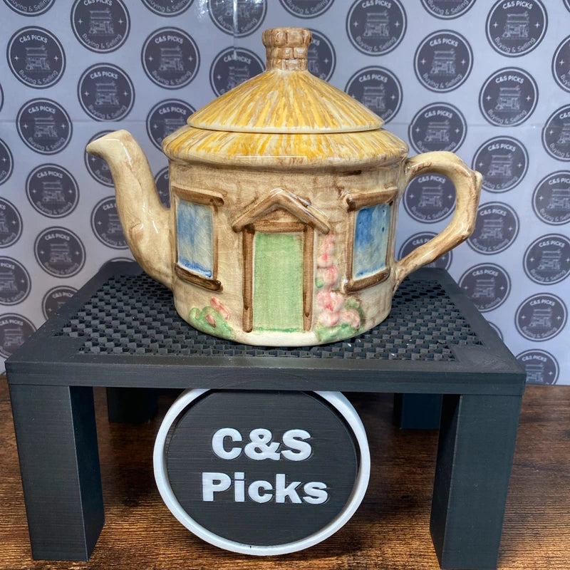 Vintage Crown Windsor Cottage Teapot Novelty Hand Painted Teapot Decor Kitsch