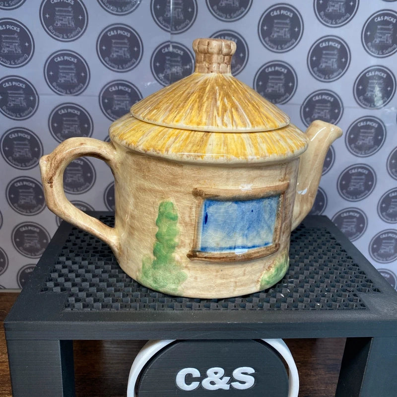 Vintage Crown Windsor Cottage Teapot Novelty Hand Painted Teapot Decor Kitsch