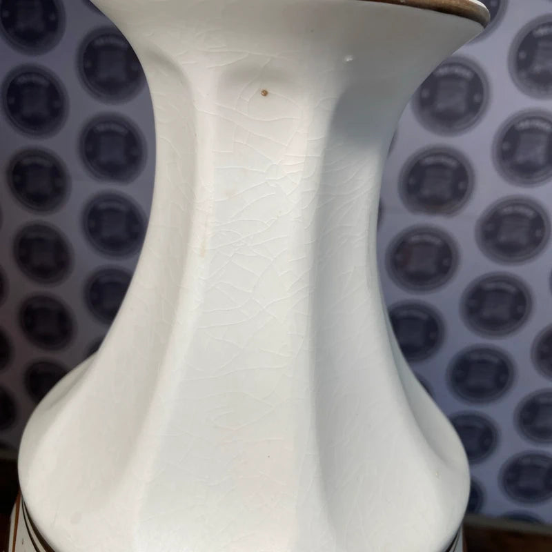 Vintage Redford Hand Painted Pottery Vase White Brown Floral Design 17cm Decor
