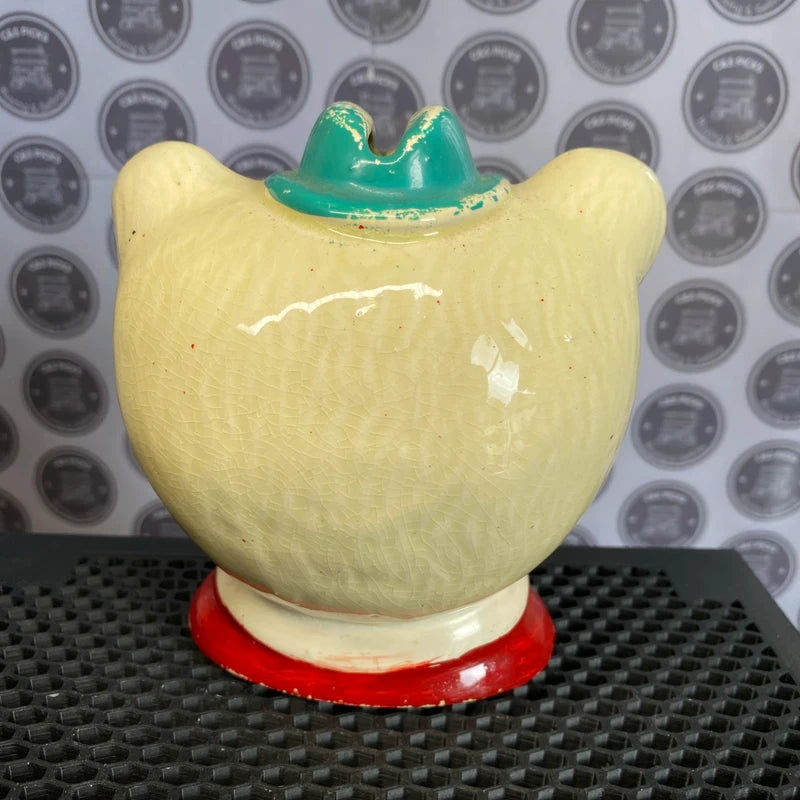 Vintage Teddy Bear Money Box Piggy Bank Ceramic Hand Painted Decor Nursery Retro