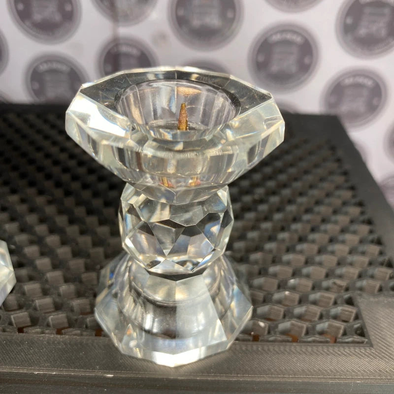 Pair Of Vintage Cut Crystal Candle Stick Holders 5.5cm Tall Home Decor Prop UK