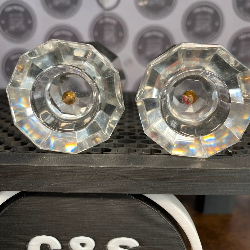 Pair Of Vintage Cut Crystal Candle Stick Holders 5.5cm Tall Home Decor Prop UK