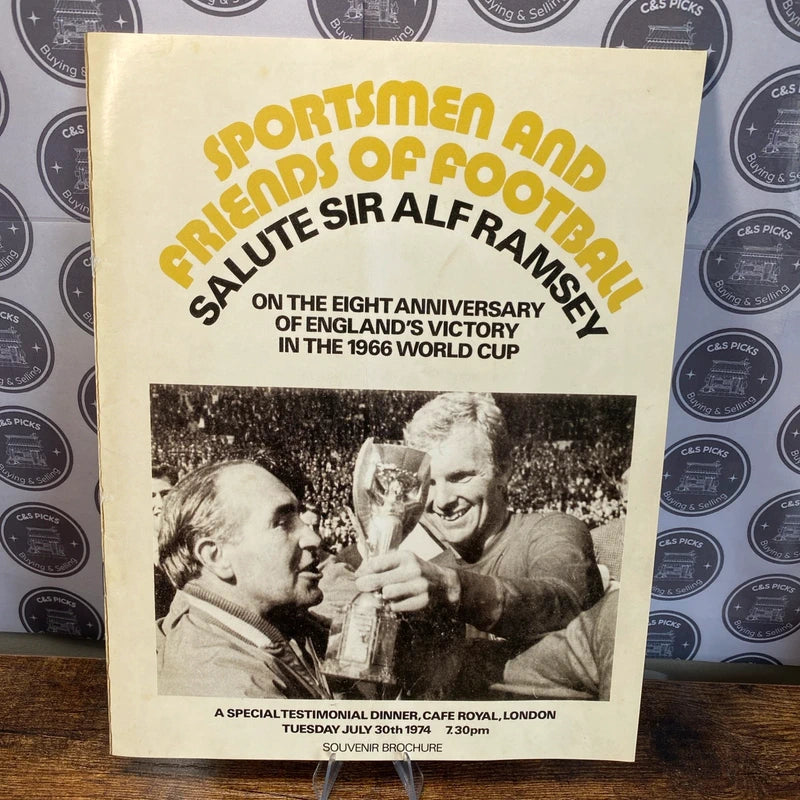 1974 Sir Alf Ramsey England Testimonial Dinner Souvenir Programme Brochure Repo