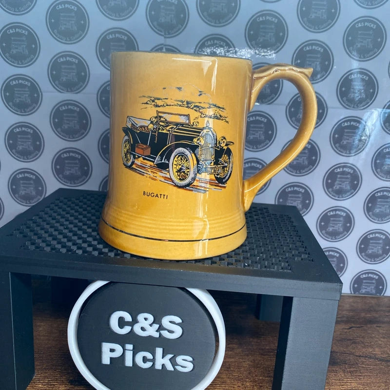 Vintage Wade Tankard Mug Cup Classic Bugatti Motor Car Design Mancave Home Bar