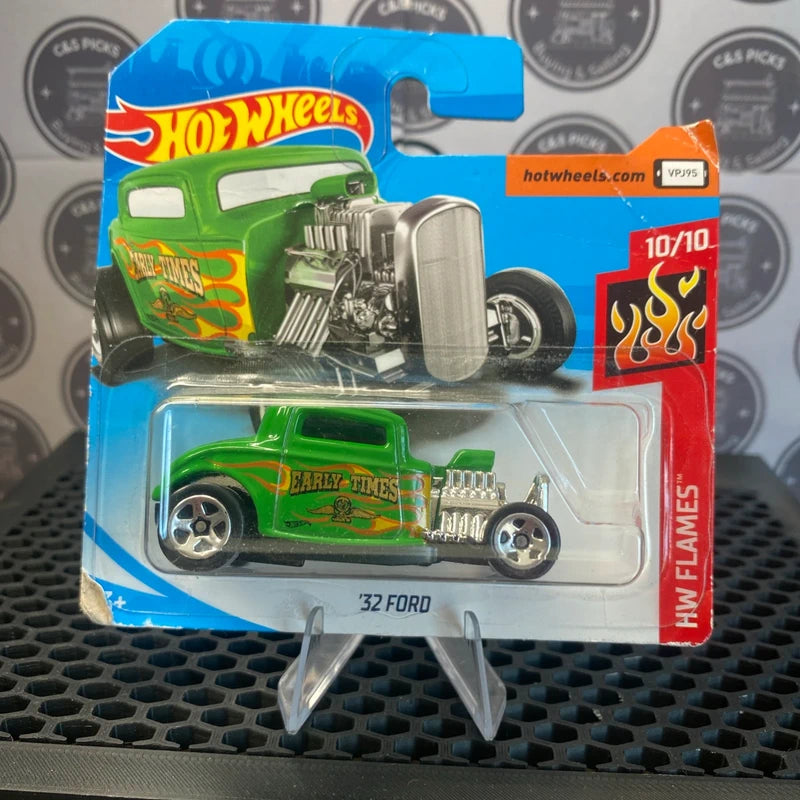 Hot Wheels 2018 HW Flames ‘32 Ford in Green 10/10 Boxed Collectors Toy Mancave