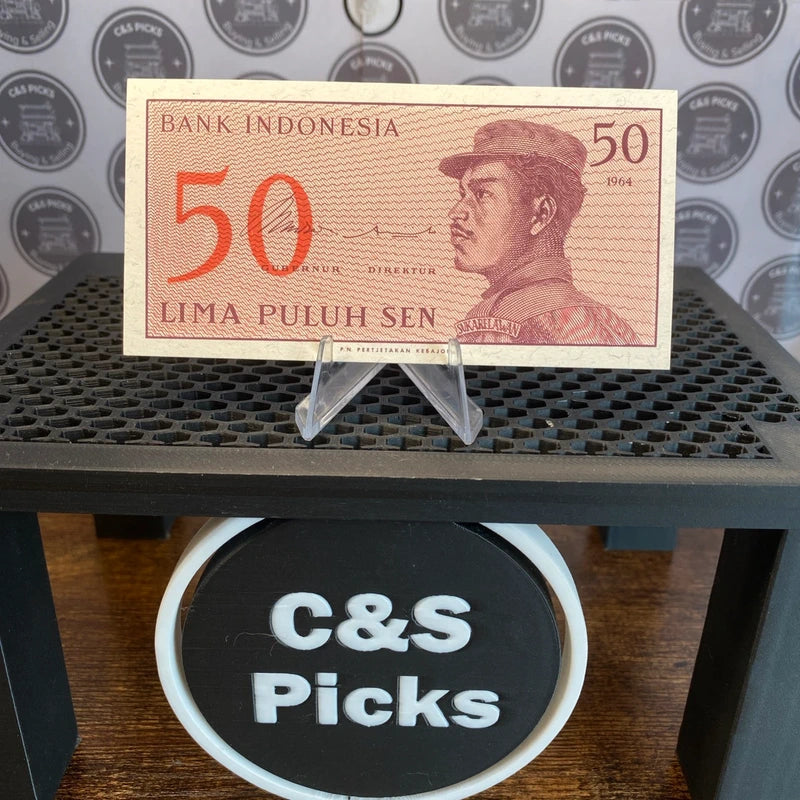 Vintage World Wide Banknote 50 Sen Bank Indonesia Paper Money Currency Note