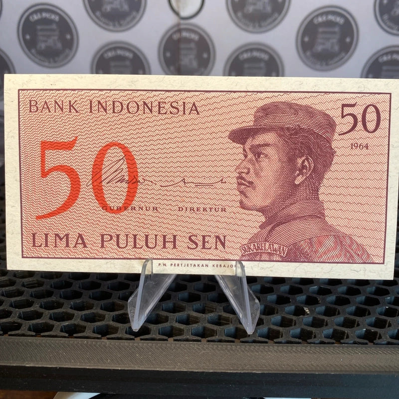 Vintage World Wide Banknote 50 Sen Bank Indonesia Paper Money Currency Note