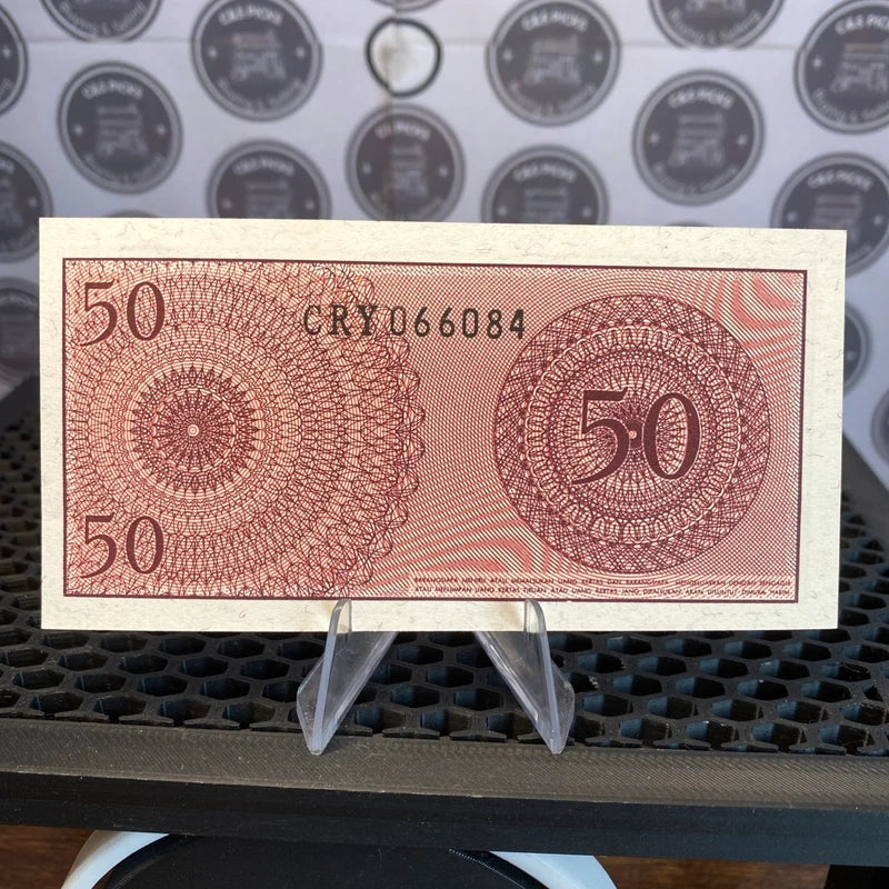 Vintage World Wide Banknote 50 Sen Bank Indonesia Paper Money Currency Note