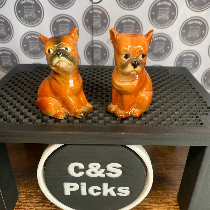 Vintage Novelty Salt & Pepper Shakers Dog Bulldog Design Cute Animal Decor Retro
