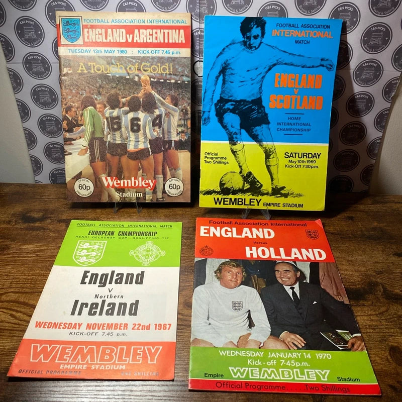 England Football Match Programmes Vintage Argentina Scotland Holland N. Ireland