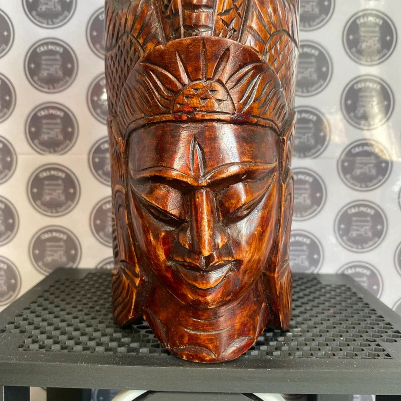 Vintage Handcarved Tribal Face Mask Hanging Or Standing African Aztec Mayan Art