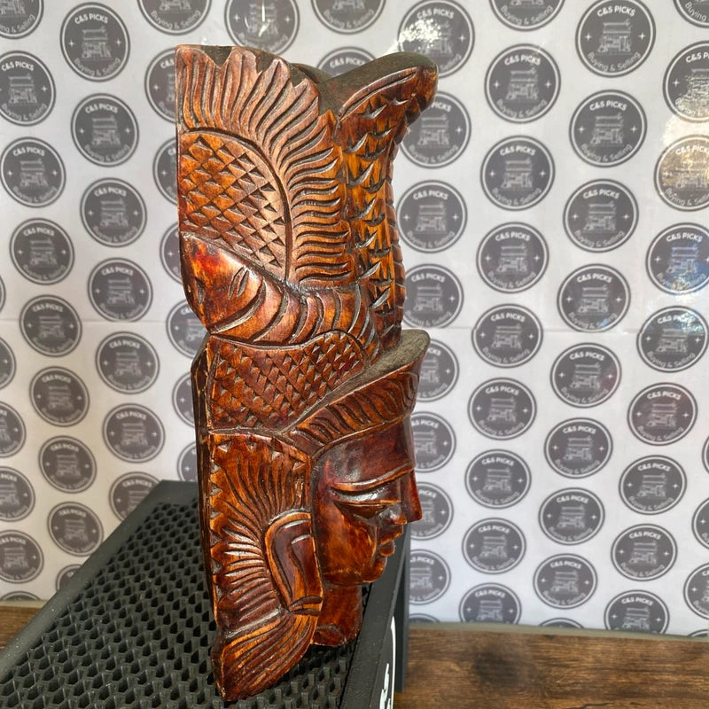 Vintage Handcarved Tribal Face Mask Hanging Or Standing African Aztec Mayan Art