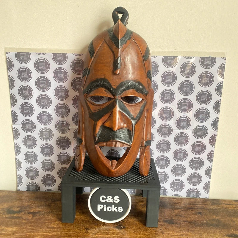 Vintage Wooden Ethnic Tribal Face Mask Hand Carved Painted Wall Art Decor 15"
