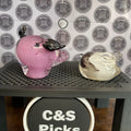 Vintage Art Glass Pink Pig Hand Blown Glass Pink Pig Paperweight + one other