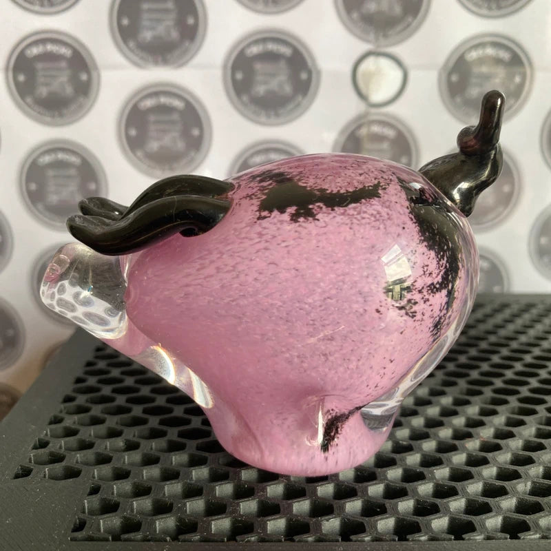 Vintage Art Glass Pink Pig Hand Blown Glass Pink Pig Paperweight + one other