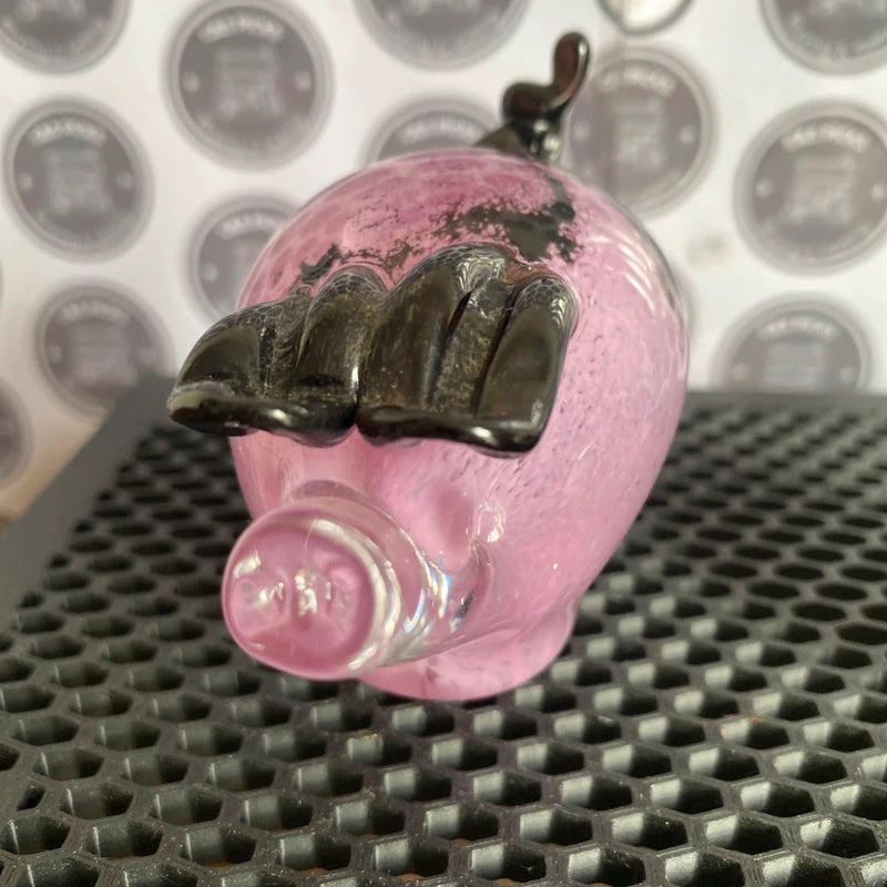 Vintage Art Glass Pink Pig Hand Blown Glass Pink Pig Paperweight + one other