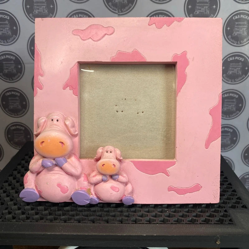 Vintage Photo Frame Pink W Pigs Picture Frame Home Decor Wall Hanging Retro Prop