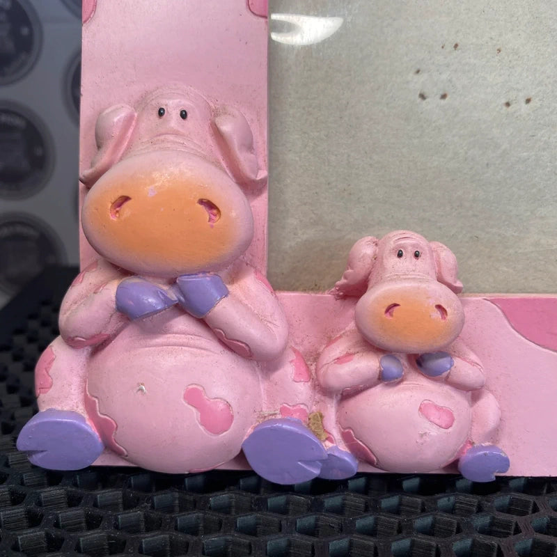 Vintage Photo Frame Pink W Pigs Picture Frame Home Decor Wall Hanging Retro Prop